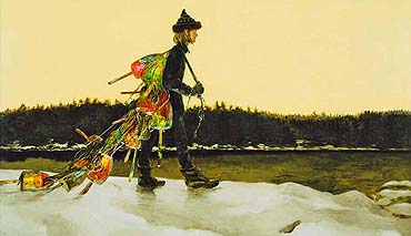 The Mainland - Jamie Wyeth print Maine, rocks, collecting, bouys, winter
